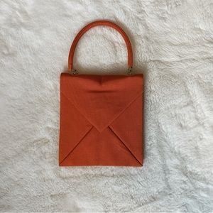 Luc Benoit Vintage Bright Orange Party Clutch